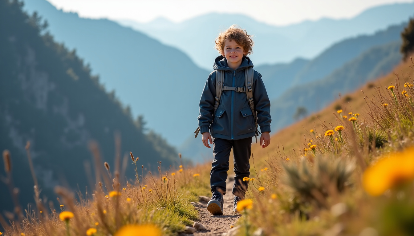 Kilian Jornet enfant en pleine randonnée dans les montagnes catalanes, entouré de nature sauvage