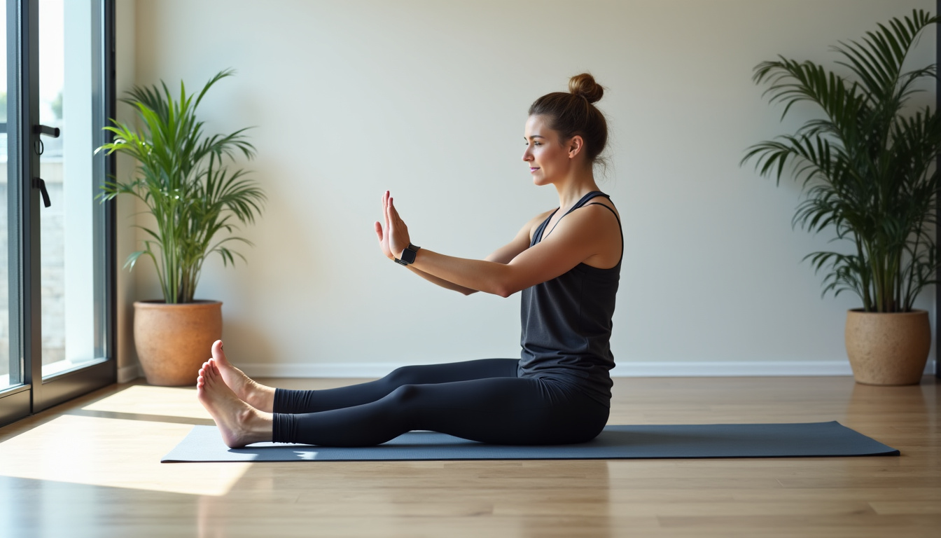 Personne effectuant des exercices de renforcement musculaire au sol dans un espace intérieur, intégrant la pratique à sa routine sportive
