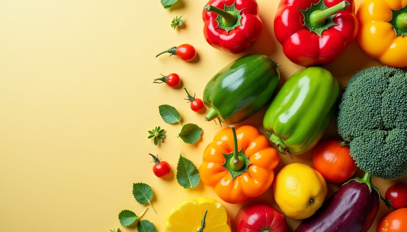 Tableau montrant des aliments riches en protéines, légumes et fruits, illustrant une alimentation équilibrée pour soutenir le renforcement musculaire