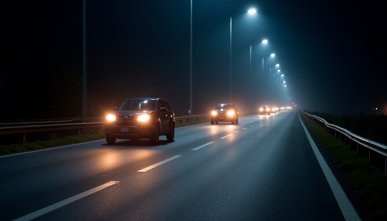 Coureurs de la SaintéLyon en pleine nuit, formant une longue file de lumières sur le parcours entre Saint-Étienne et Lyon