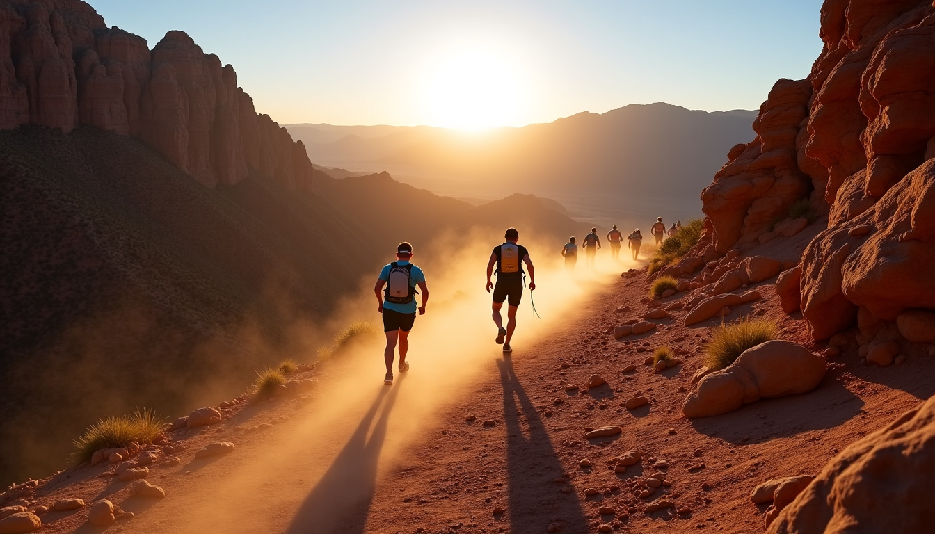 Coureurs en pleine ascension lors du Black Canyon 100K 2026 dans le Nevada
