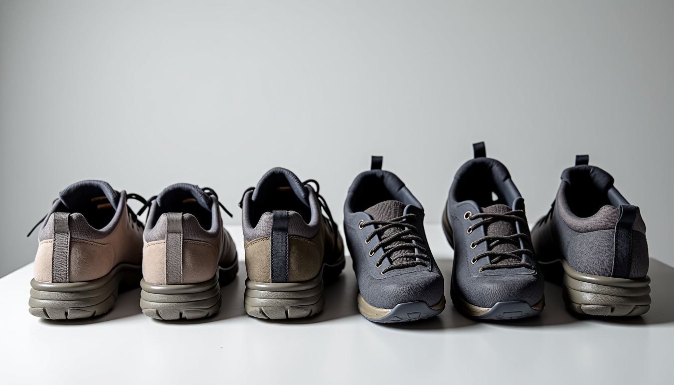 Différents types de chaussures de trail adaptées à divers terrains et distances, illustrant la diversité du matériel disponible