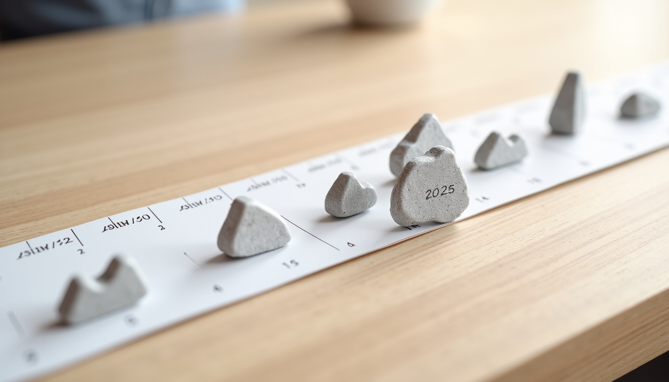 Frise chronologique d’un coureur qui a couru 3 courses UTMB World Series entre 2023 et 2025 pour accumuler 8 Running Stones et valider son UTMB Index 100 Miles