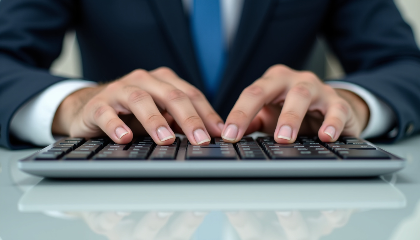 Personne tapant sur un clavier sans regarder les touches, les yeux fixés sur l