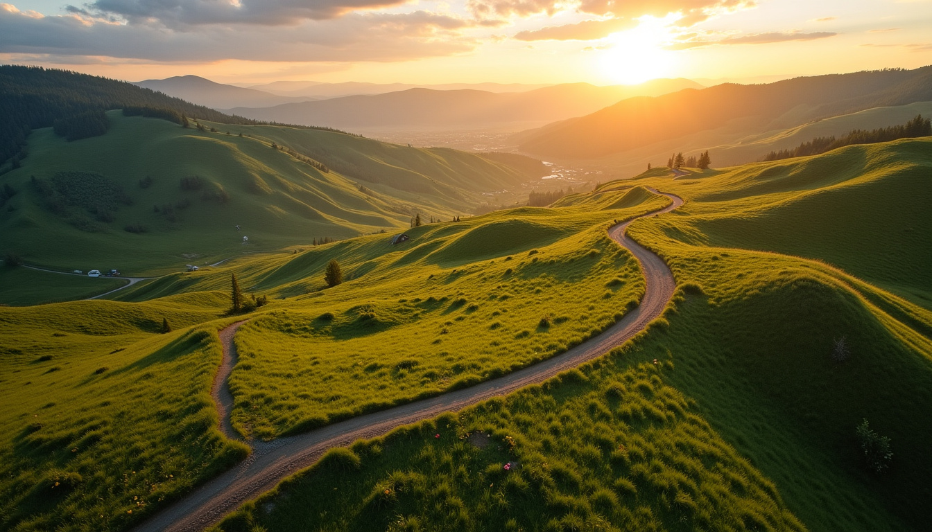 Vue aérienne des parcours de la Ronde des Grangeons traversant les collines du Bugey