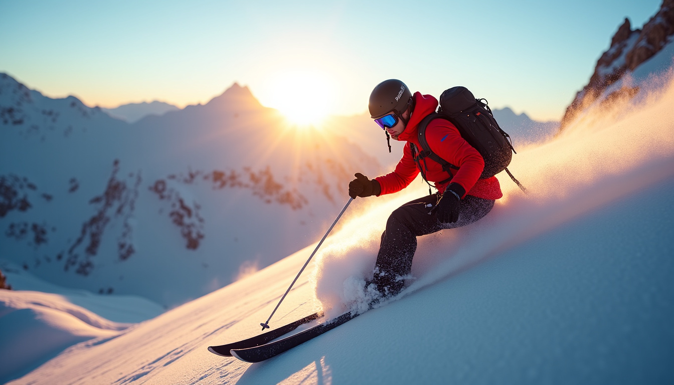 Athlète en train de descendre une pente enneigée lors d