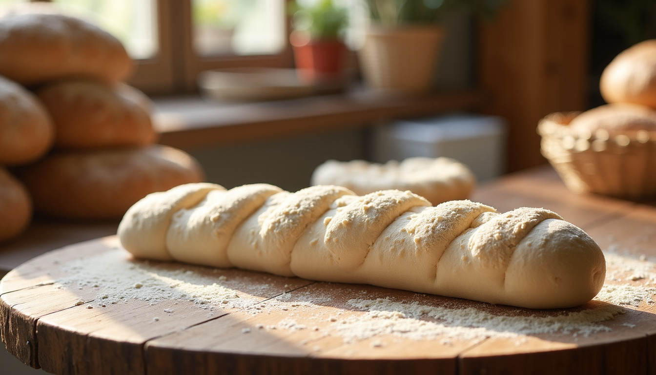 Baguette traditionnelle en cours de fermentation longue dans une boulangerie artisanale