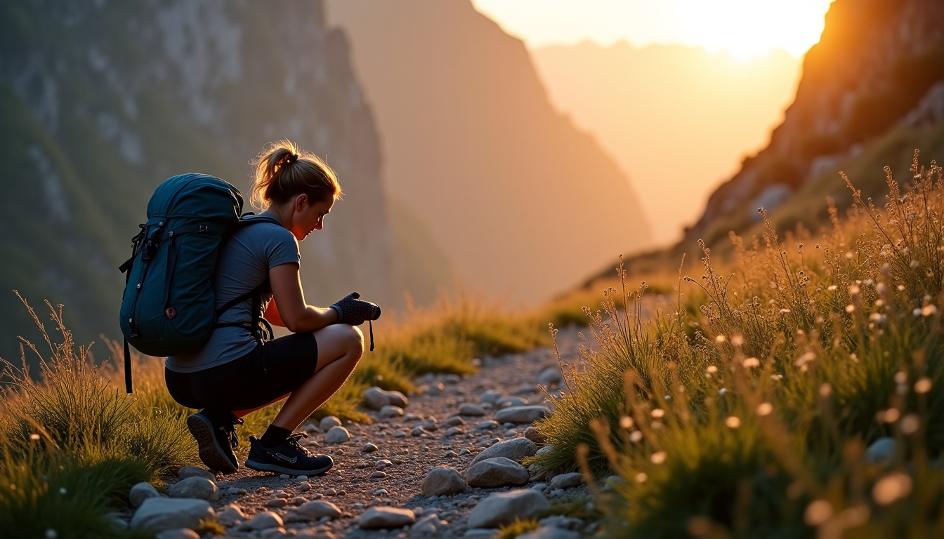 Coureur en train de vérifier son équipement avant le départ du Trail des Reculées