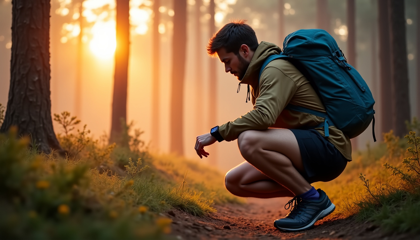 Coureur préparant son équipement avant le départ de l