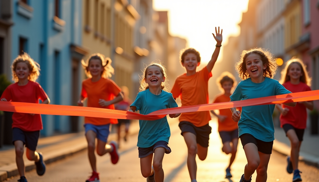Enfants participant aux mini trails urbains du BrUT