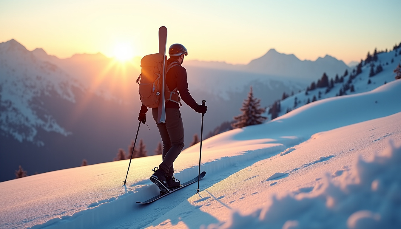 Skieur portant ses skis sur le dos lors d