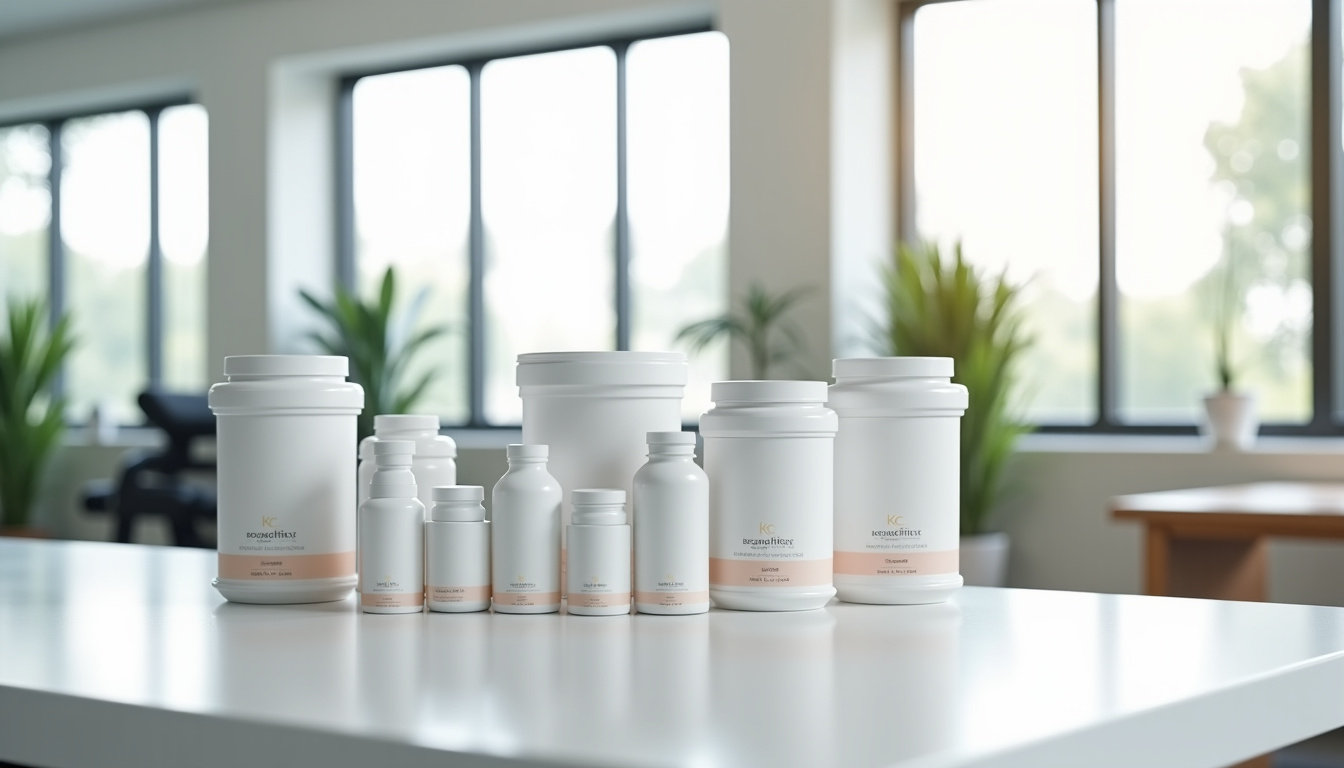Gamme complète de protéines et compléments alimentaires KRC Nutrition disposés sur une table