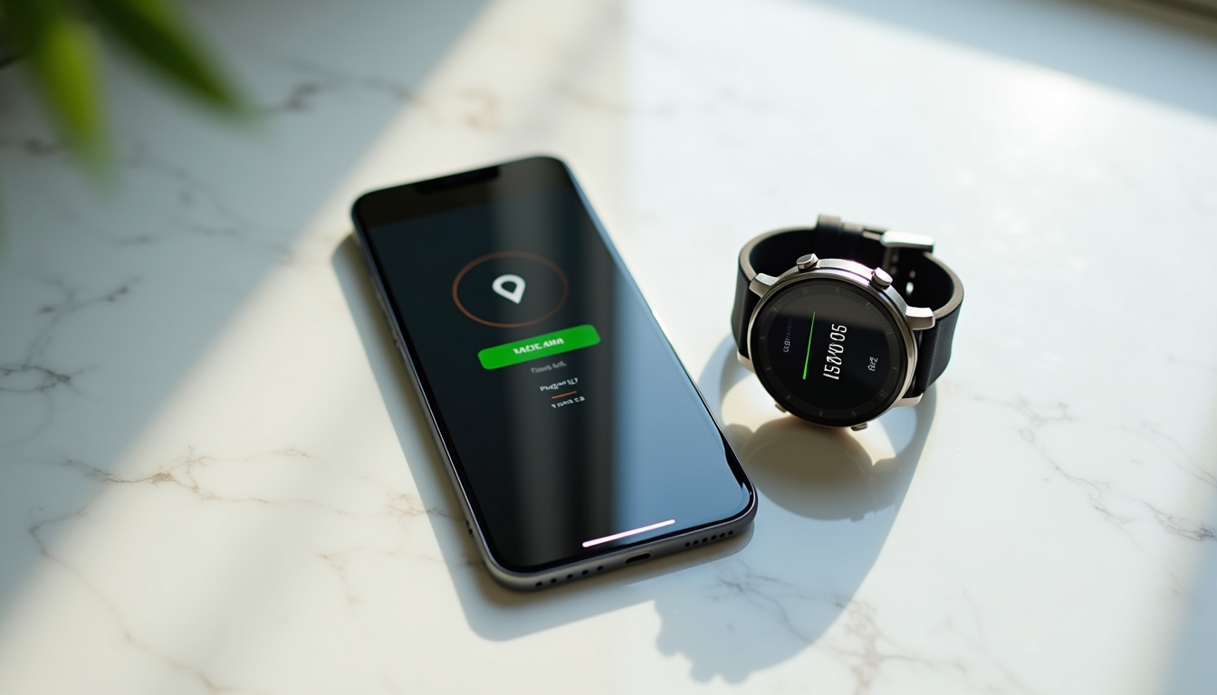 Affichage de la synchronisation entre une montre Garmin et l'application Strava sur smartphone
